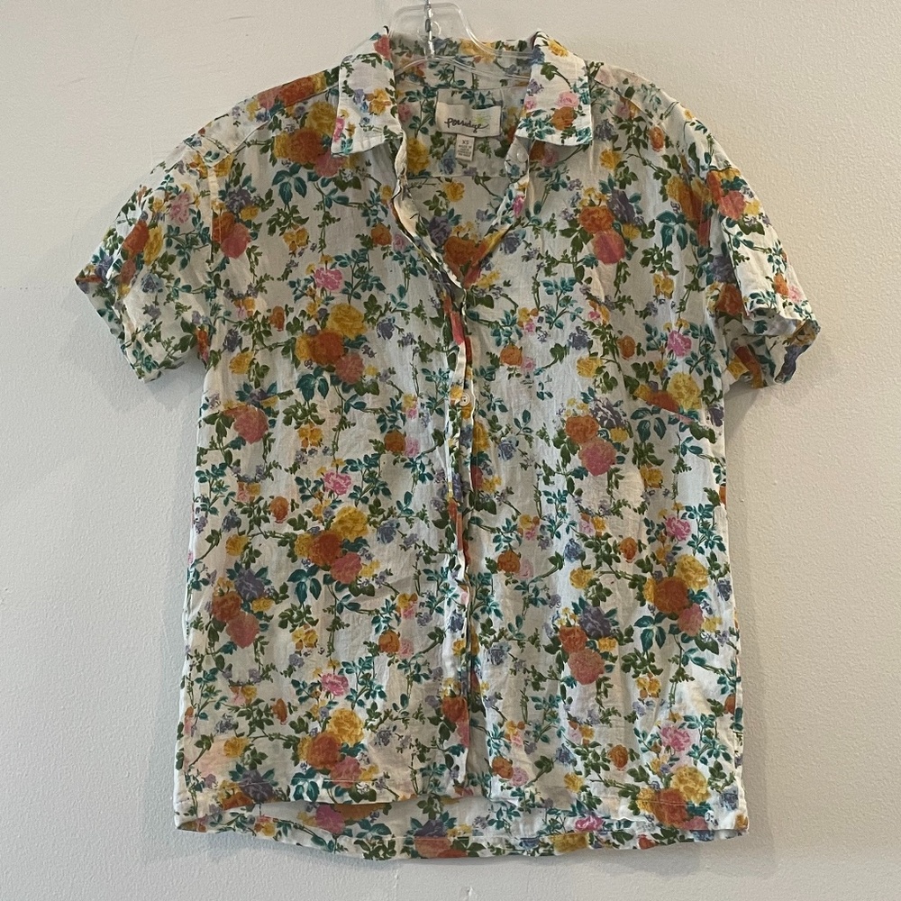 Women's Floral Button Up Shirt Anthropologie XS
